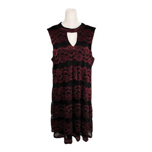 Fifth & Park Burgundy and Black Lace Sleeveless Dress Size XL